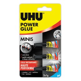 1 Blister de 3 tubes de colle cyanoacrylate gel superpuissante UHU - 3 x 1 g