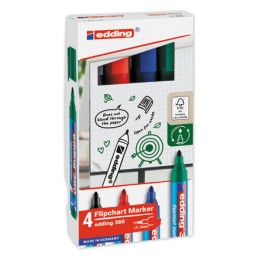 1 Etui de 4 Marqueurs tableaux papier EDDING 380 -Pointe ogive