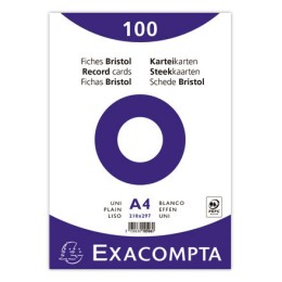 1 100 fiches bristol A4 blanches unies sous film